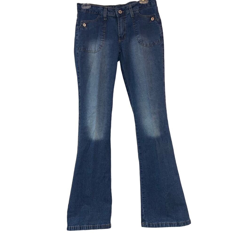 Neword Flare Jeans 28 Waist Bell Bottom Dark Wash Low Rise Size 40 Vintage Style